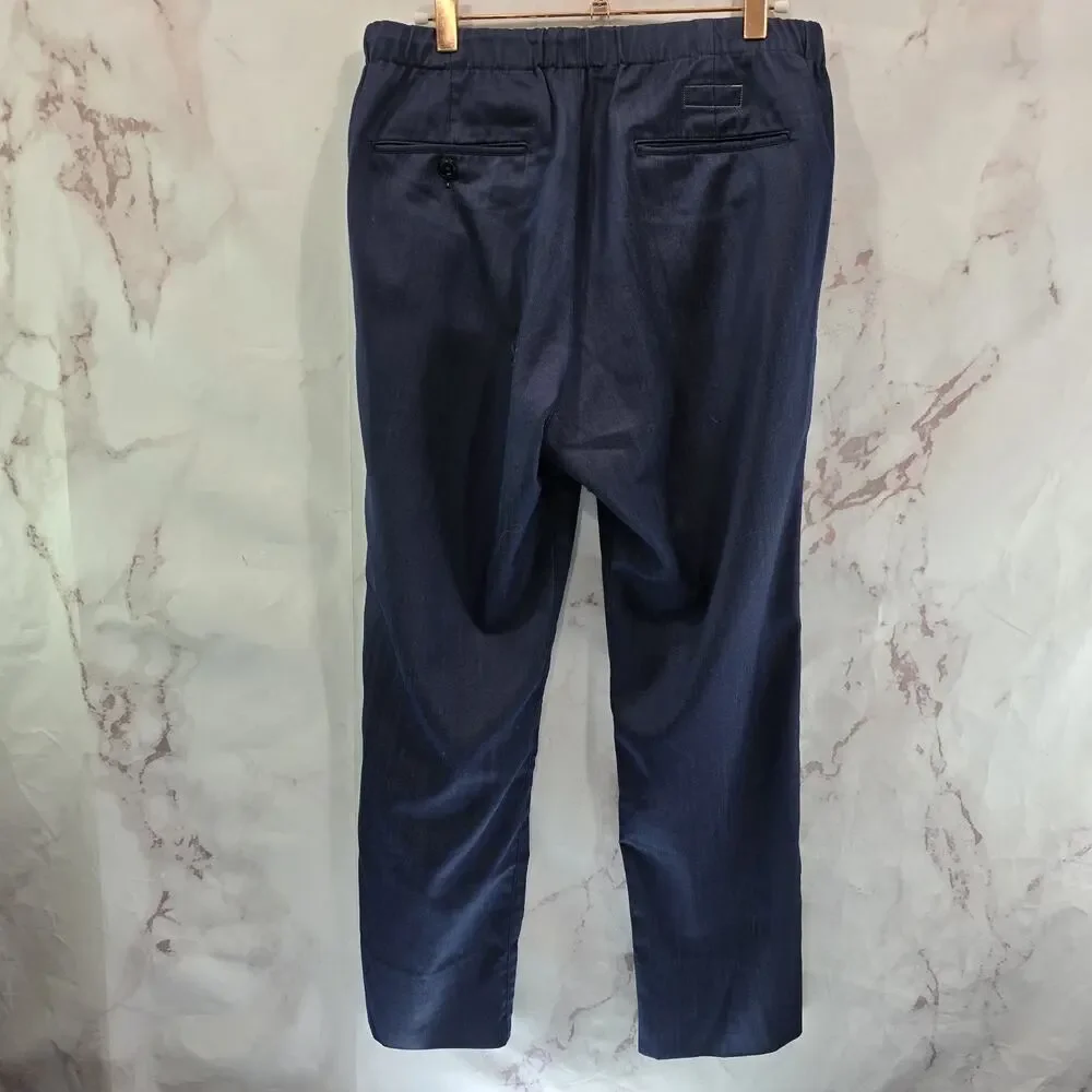 Steven Alan Pants Mens Medium Blue Straight Chino Crop Silk Indigo Chambray